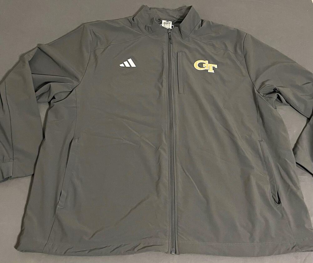 Adidas Georgia Tech Yellow Jackets Team Issued Jacket Mens 2XL Gray Player Zip